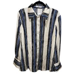 MANGO Ivanka Block Stripe Satin Shirt Size 12 NWT